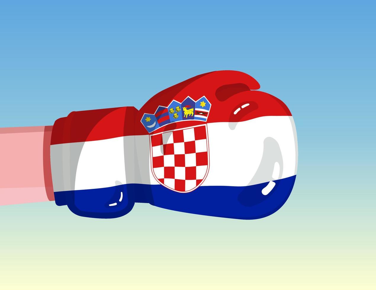 Flag of Croatia on boxing glove. Confrontation between countries with competitive power. Offensive attitude. Separation of power. Template ready design. vector