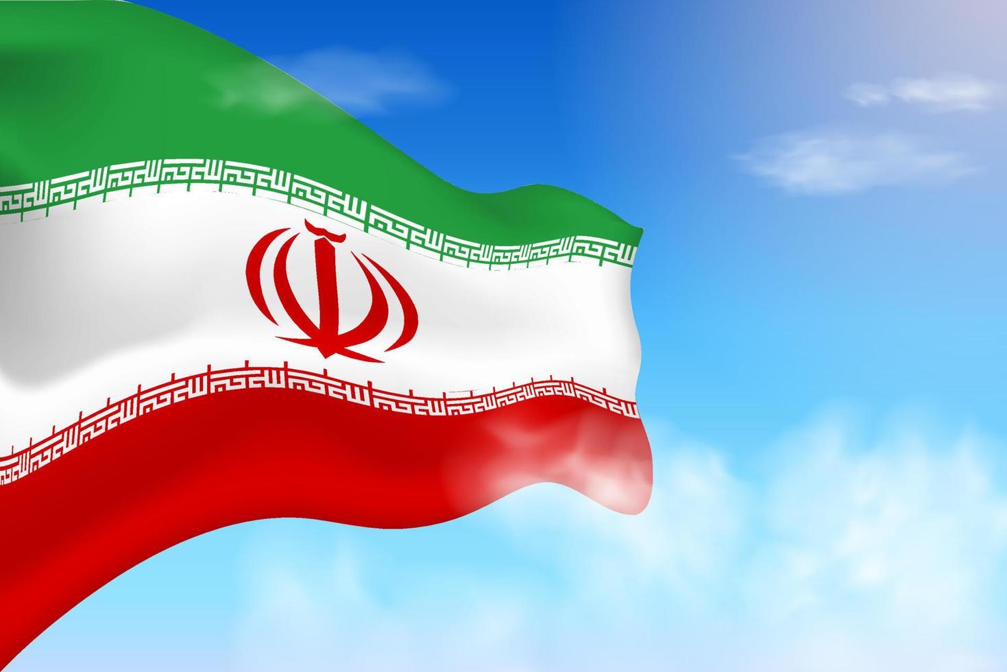 Iran flag in the clouds. Vector flag waving in the sky. National day realistic flag illustration. Blue sky vector.