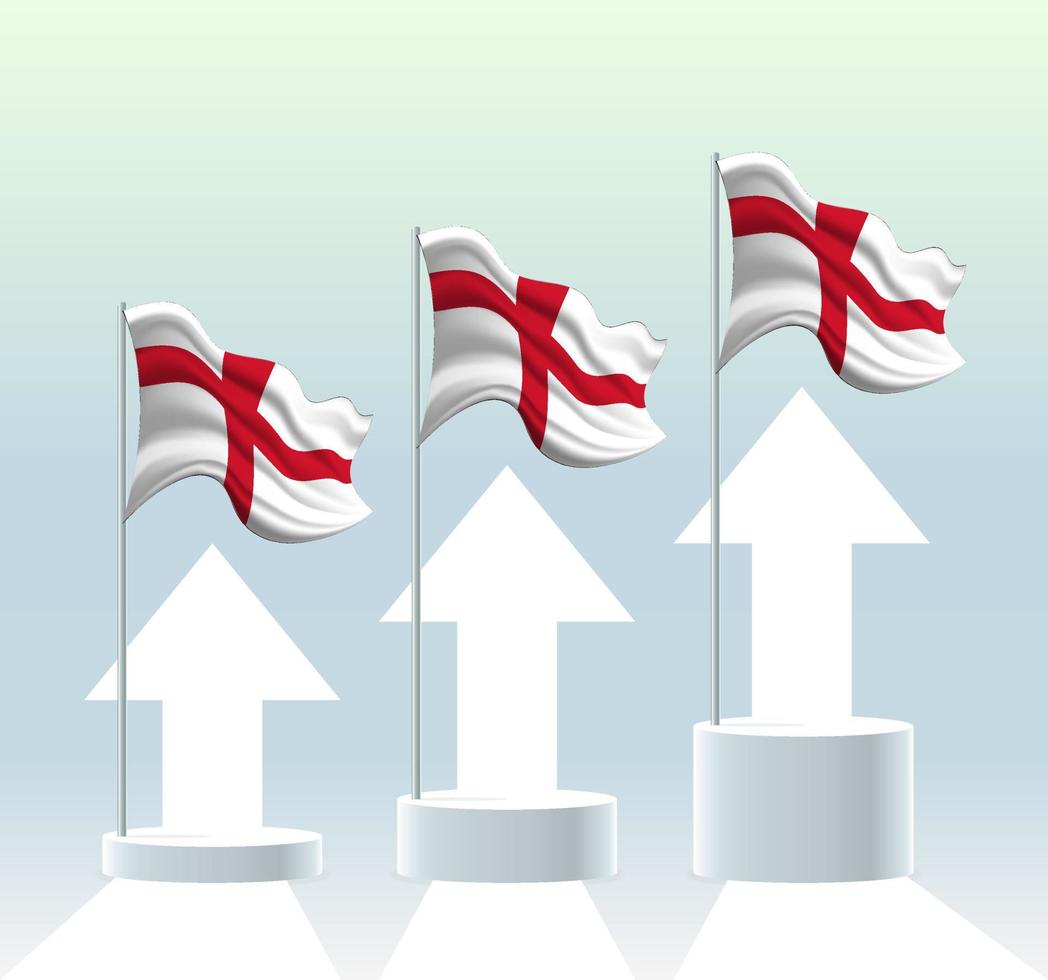 England flag. The country is in an uptrend. Waving flagpole in modern pastel colors. Flag drawing, shading for easy editing. Banner template design. vector