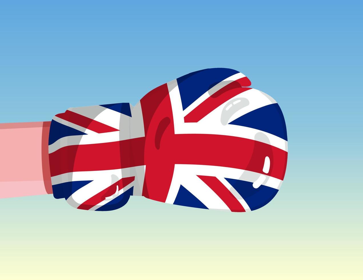 Flag of United Kingdom on boxing glove. Confrontation between countries with competitive power. Offensive attitude. Separation of power. Template ready design. vector