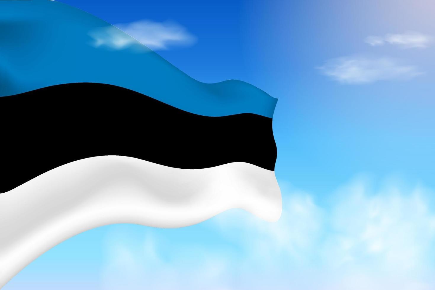bandera de estonia en las nubes. bandera vectorial ondeando en el cielo. ilustración realista de la bandera del día nacional. vector de cielo azul.