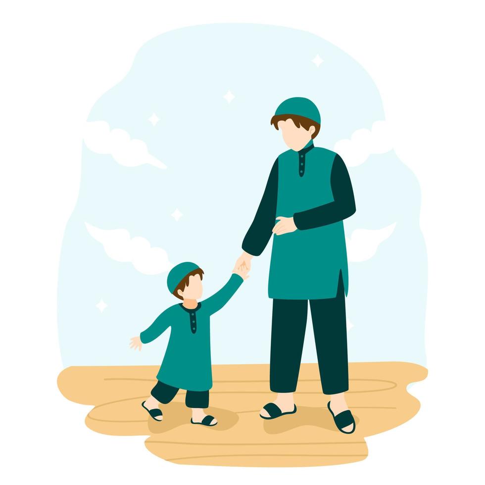 Muslim father and son vector