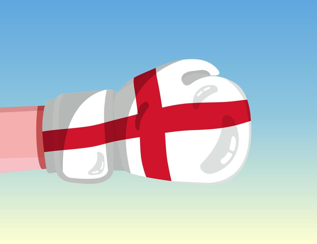 Flag of England on boxing glove. Confrontation between countries with competitive power. Offensive attitude. Separation of power. Template ready design. vector