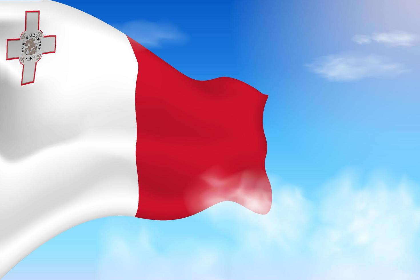 Malta flag in the clouds. Vector flag waving in the sky. National day realistic flag illustration. Blue sky vector.