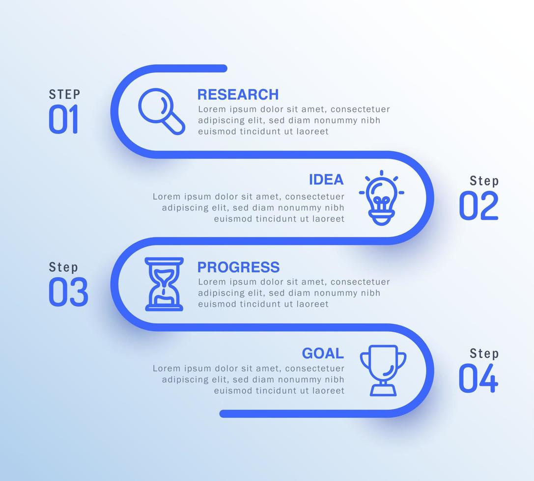 4 step infographic goal layout template, Design thinking infographic vector