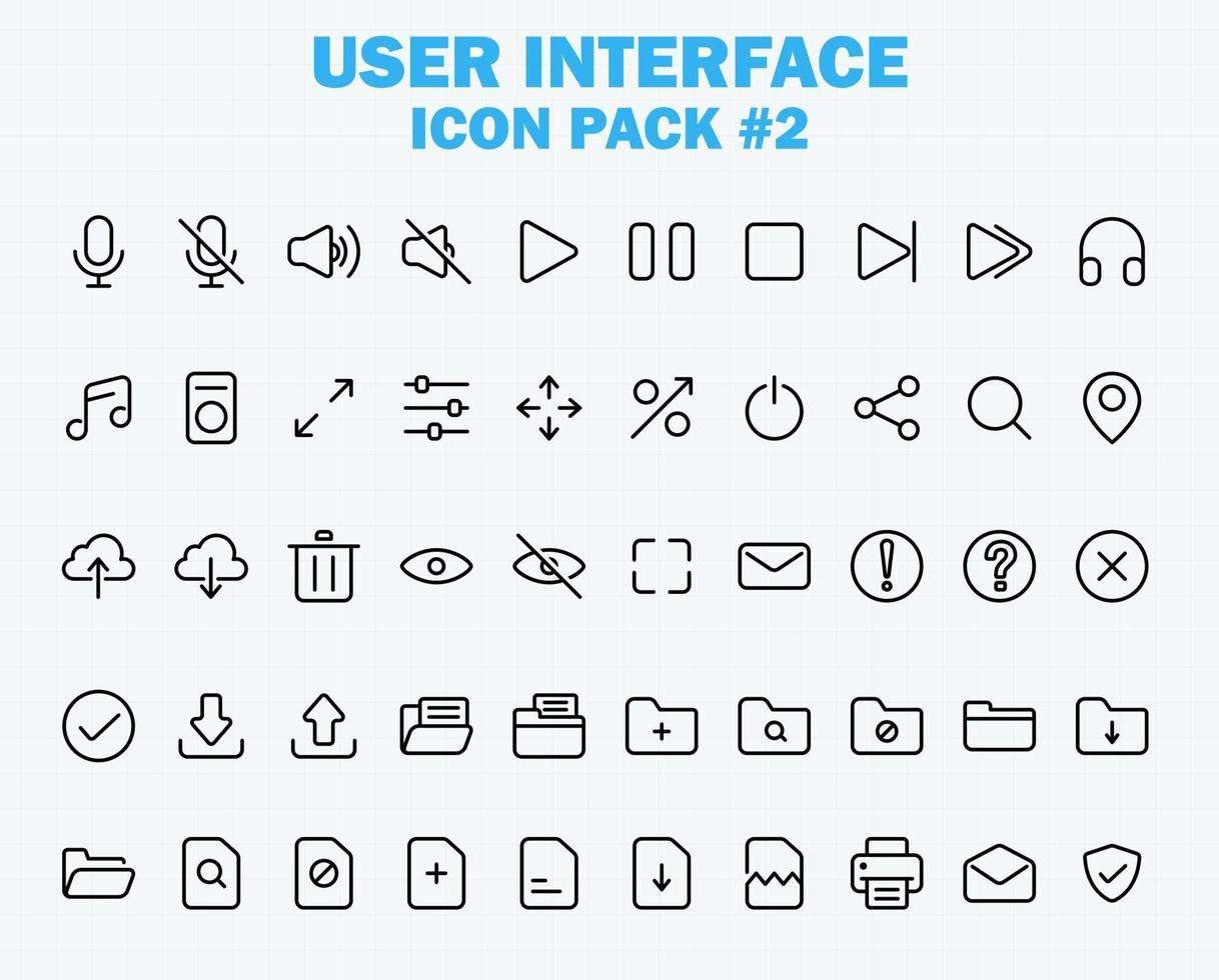 conjunto de iconos de interfaz de usuario web y aplicación, colección de iconos de línea de contorno delgado de interfaz de usuario vectorial vector