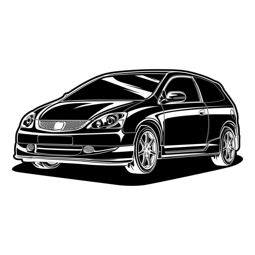 Black and white car vector illustration for conceptual design