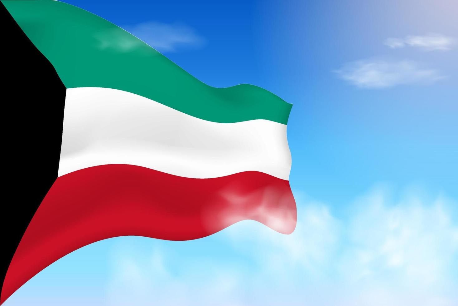 Kuwait flag in the clouds. Vector flag waving in the sky. National day realistic flag illustration. Blue sky vector.