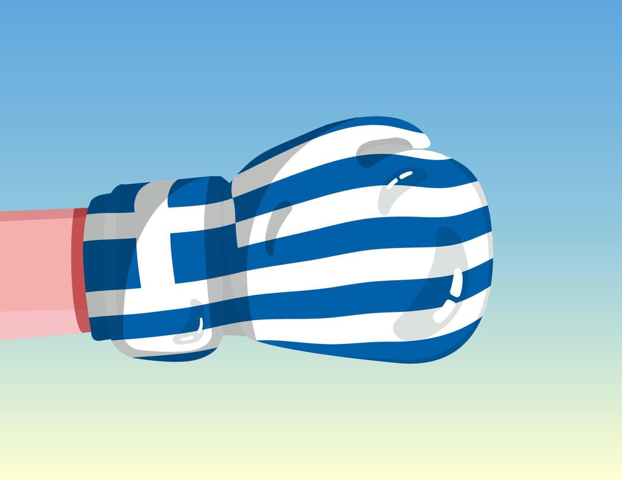 bandera de grecia en guante de boxeo. confrontación entre países con poder competitivo. actitud ofensiva separación del poder. diseño listo para la plantilla. vector