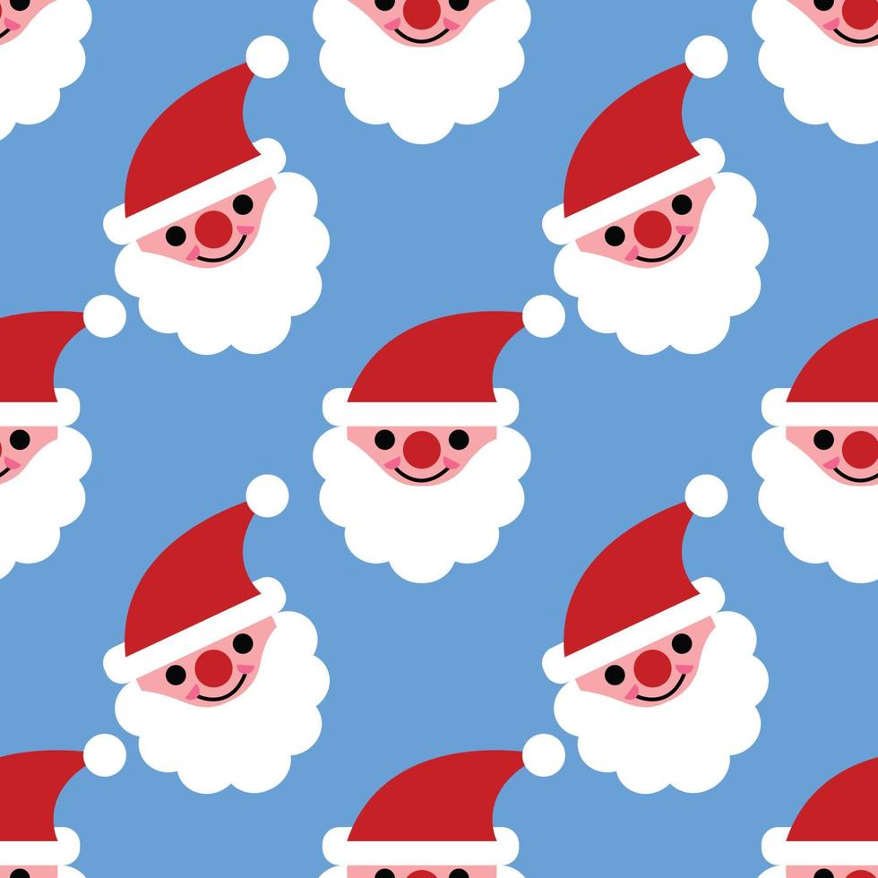 just cute santa seamless pattern design vector on blue