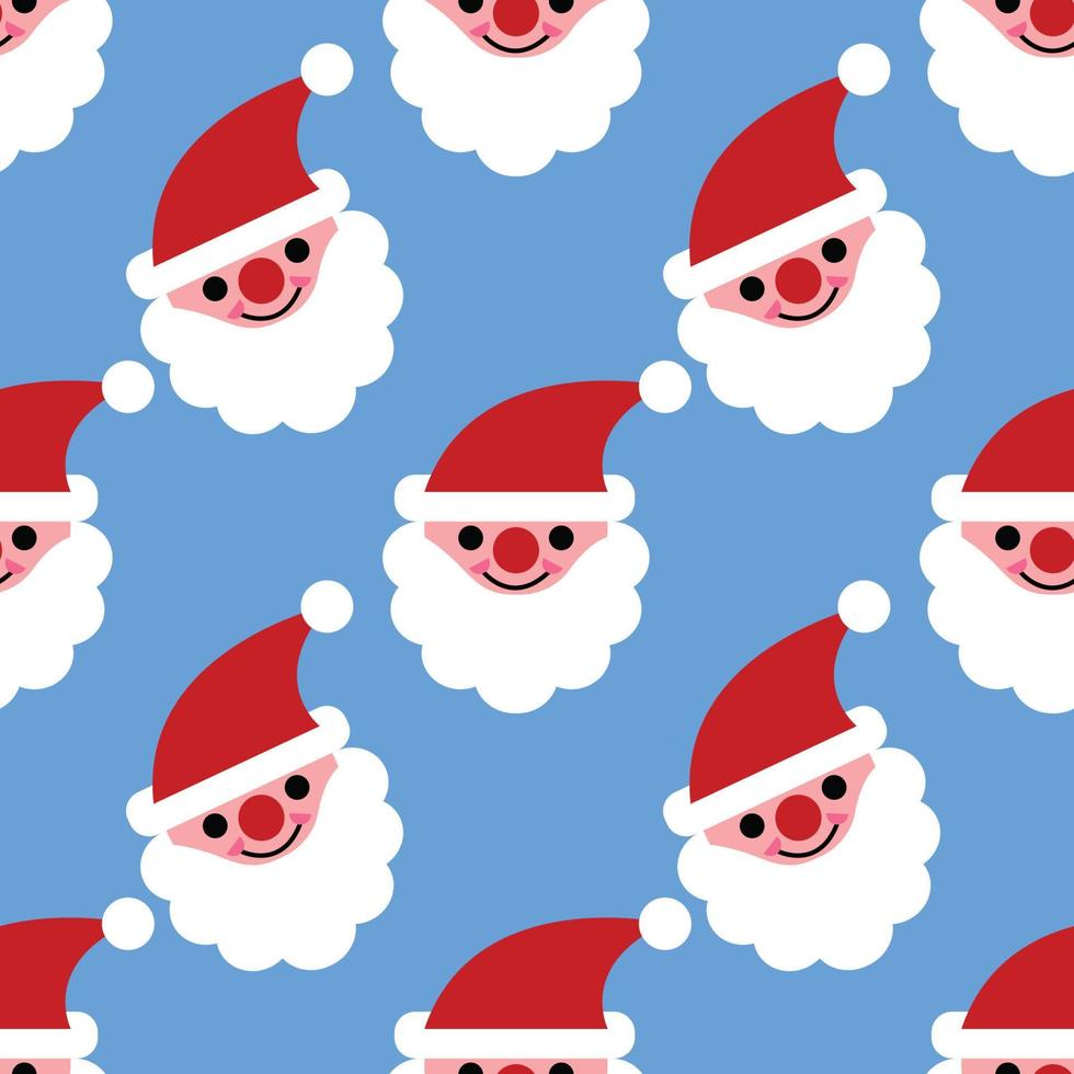 just cute santa seamless pattern design vector on blue