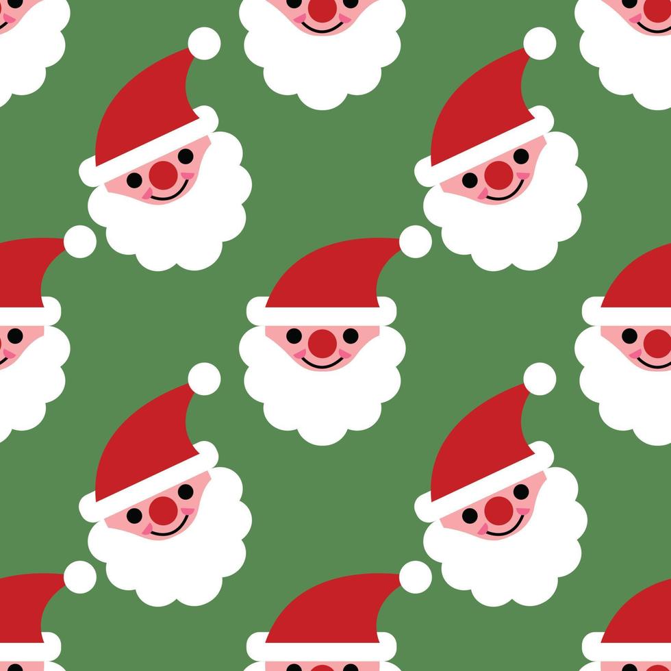 just cute santa seamless pattern design vector on green