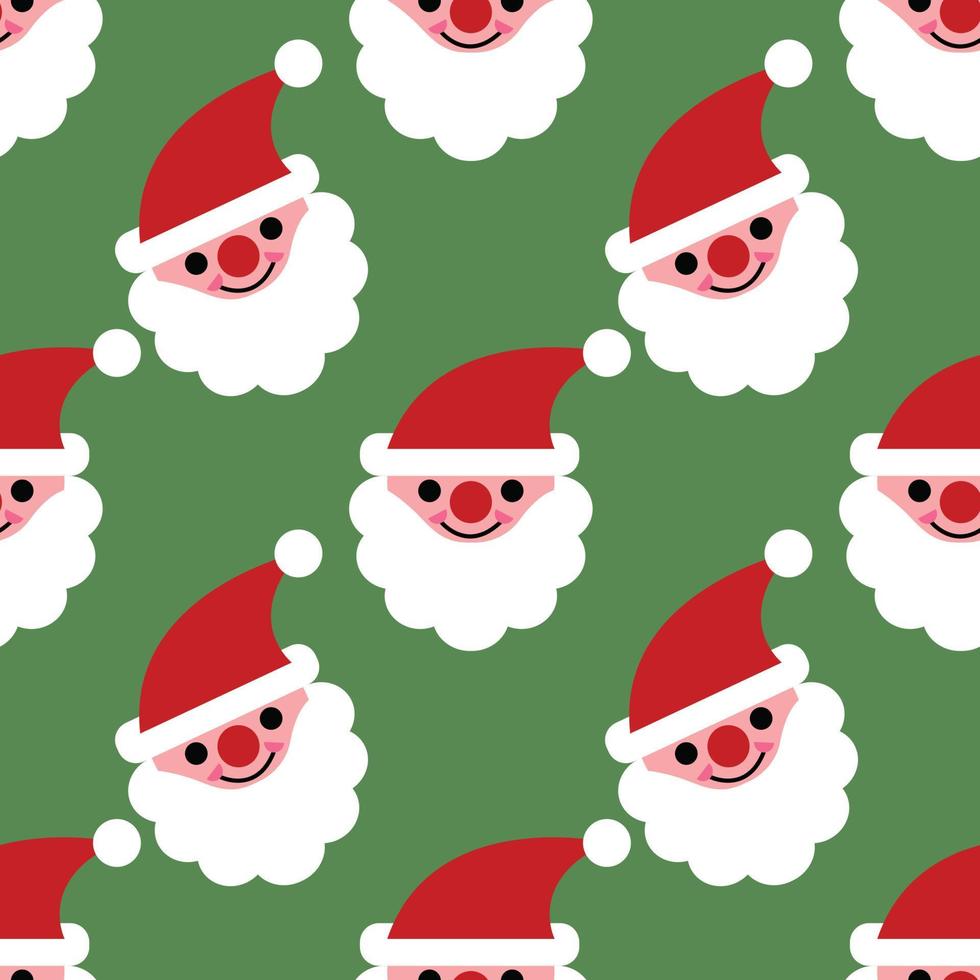 just cute santa seamless pattern design vector on green