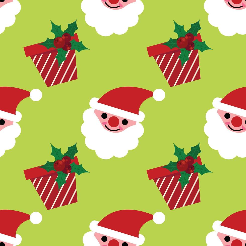 cute santa seamless design green wallpaper vector