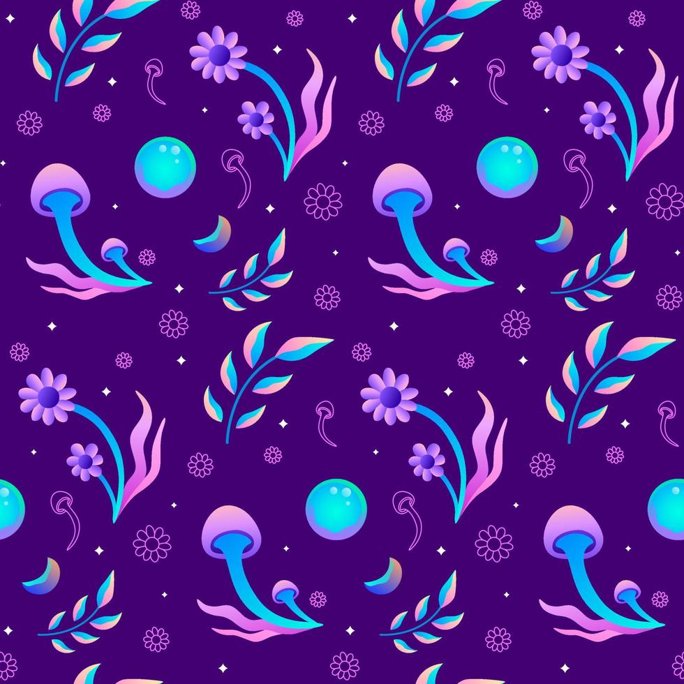 Magic Mushroom Vector Seamless Pattern