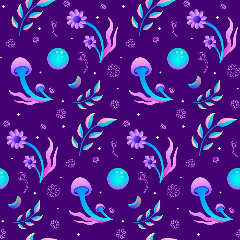 Magic Mushroom Vector Seamless Pattern