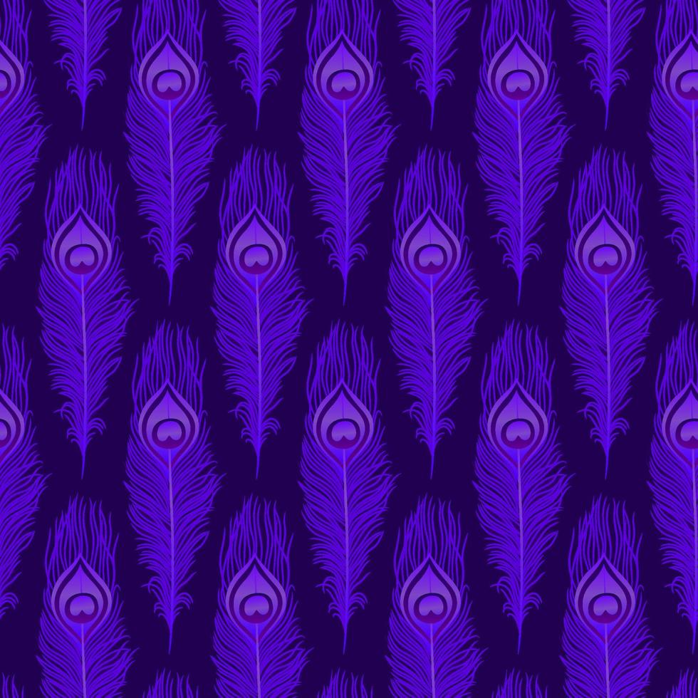 Purple Feather Vector Seamless Pattern