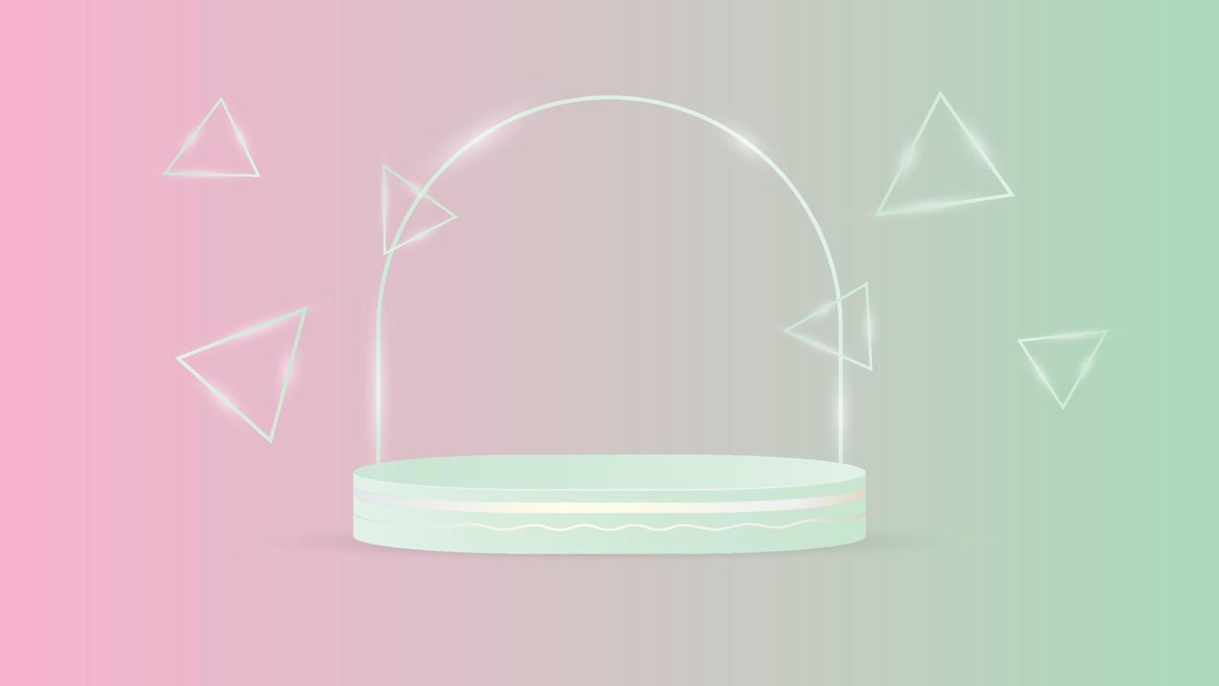 Pedestal podium product display with pastel color vector