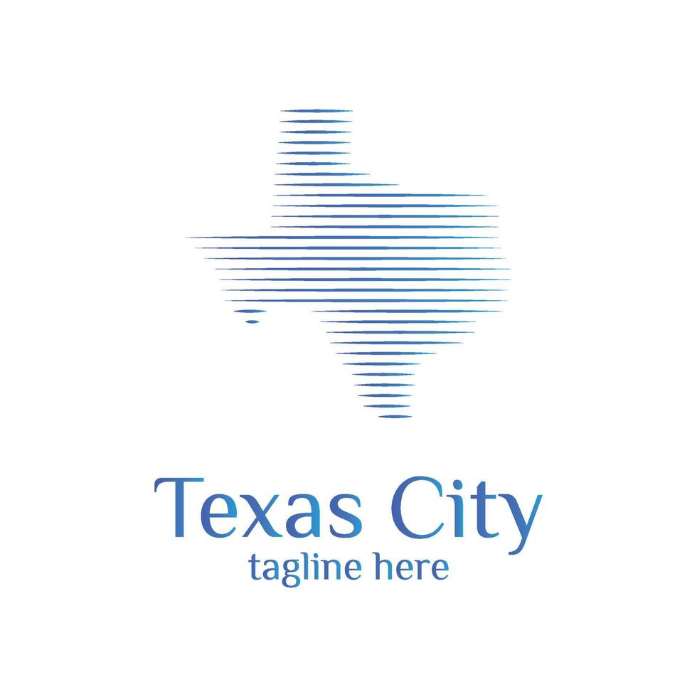 diseño de plantilla de logotipo de onda de mapa de ciudad de texas moderno ilustración vectorial simple vector