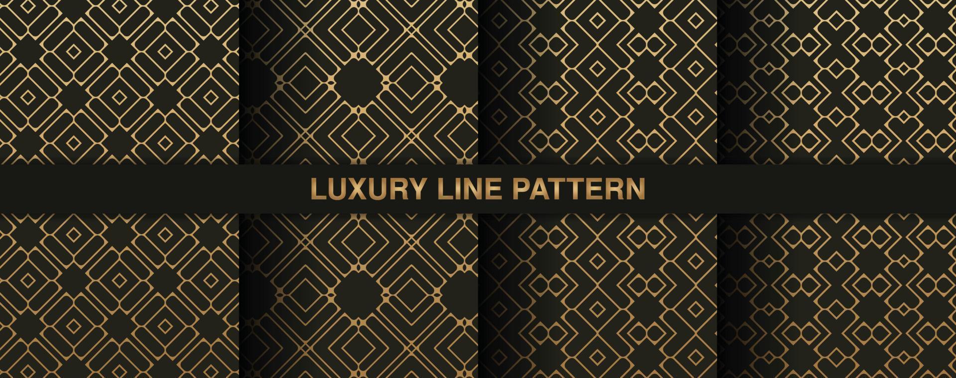 Collection gold and black seamless pattern background vector