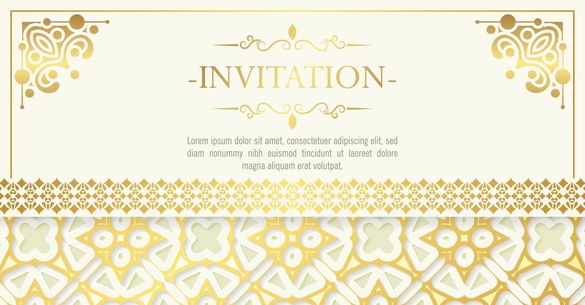 Gold invitation background style ornamental pattern vector