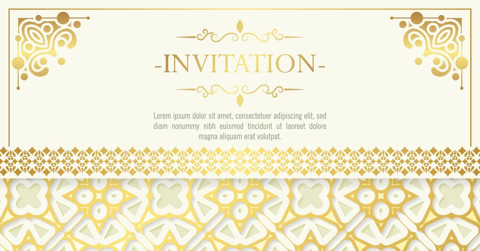 patrón ornamental de estilo de fondo de invitación de oro vector