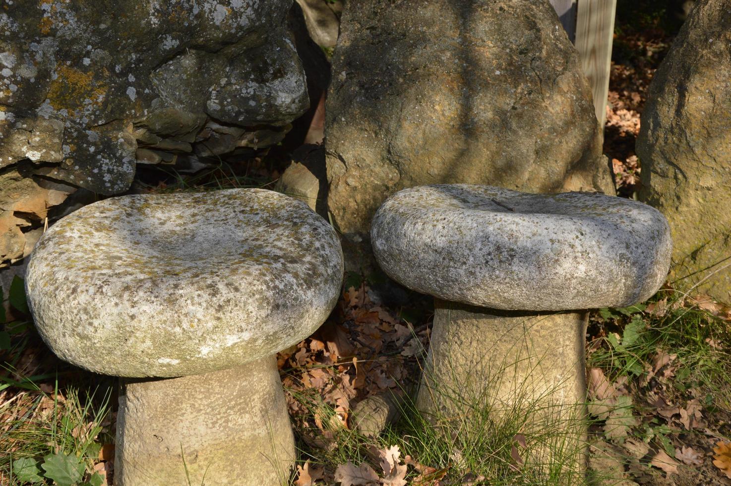 Stone garden chairs photo