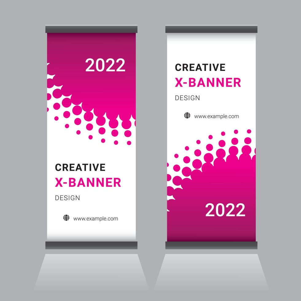 Roll Up Banner Design with Halftones vector