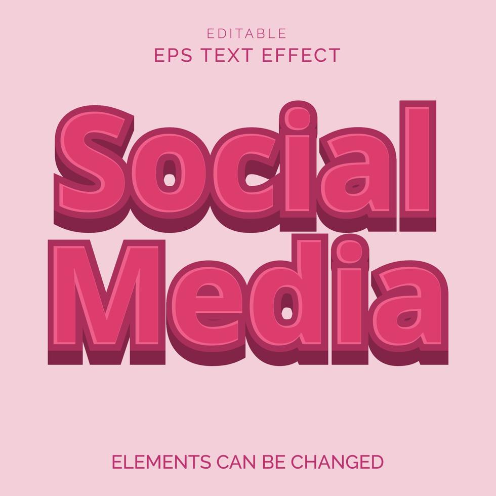 Social Media Editable text effect vector