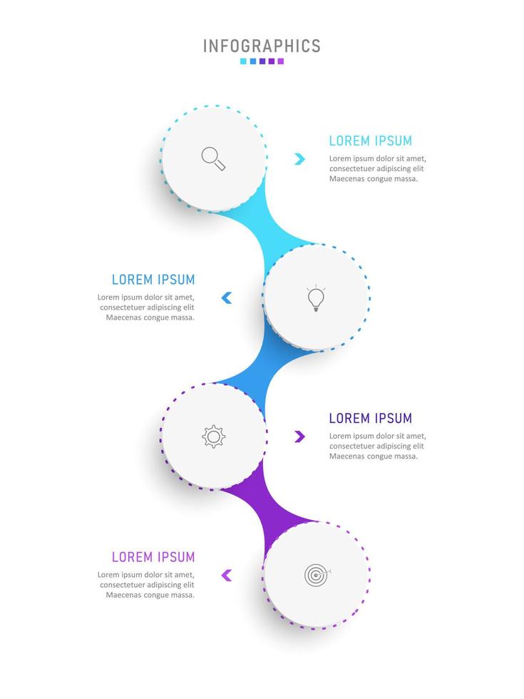 plantilla de diseño de etiquetas infográficas vectoriales con iconos y 4 opciones o pasos. se puede utilizar para diagramas de proceso, presentaciones, diseño de flujo de trabajo, banner, diagrama de flujo, gráfico de información. vector