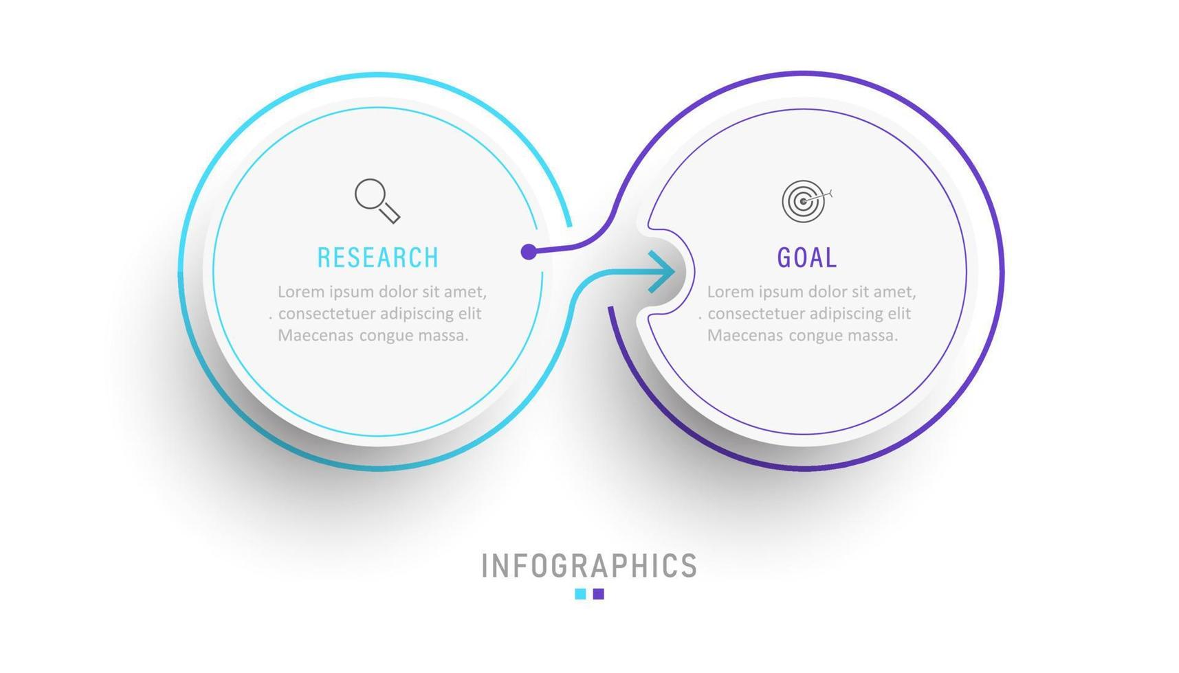 plantilla de diseño de etiquetas infográficas vectoriales con iconos y 2 opciones o pasos. se puede utilizar para diagramas de proceso, presentaciones, diseño de flujo de trabajo, banner, diagrama de flujo, gráfico de información. vector