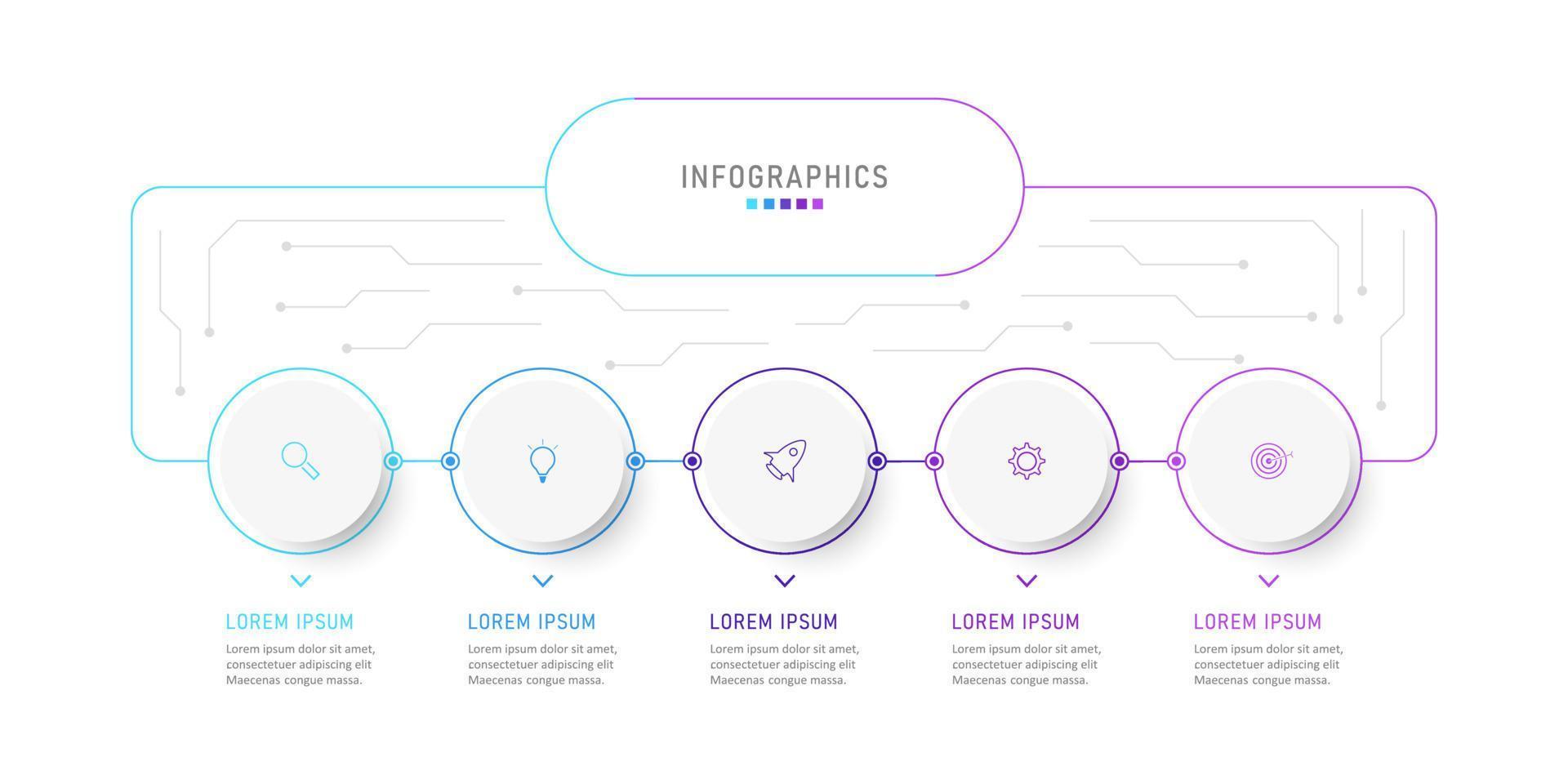 Vector Infographic label design template with icons and 5 options or steps. Can be used for process diagram, presentations, workflow layout, banner, flow chart, info graph.