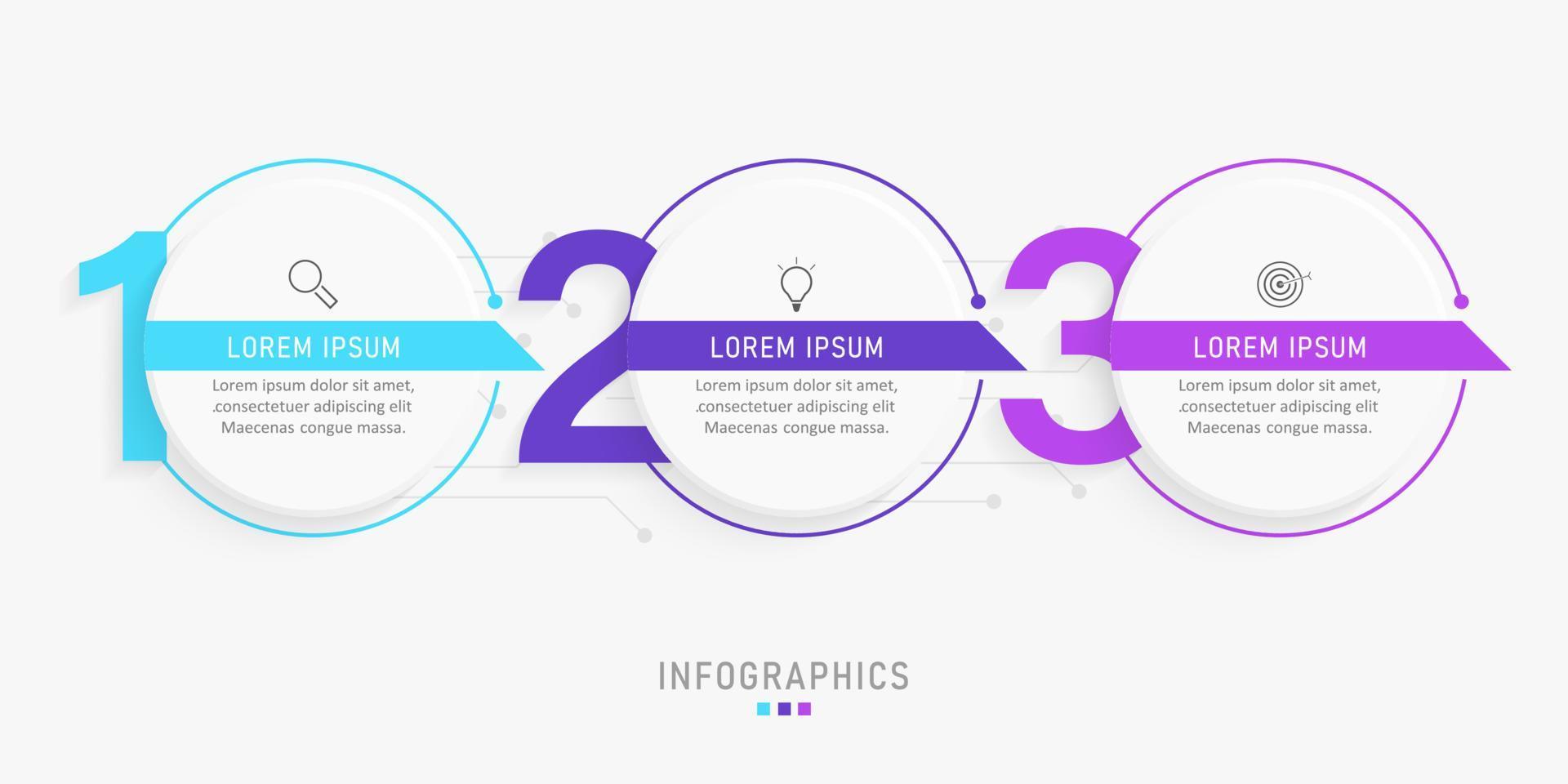 Vector Infographic label design template with icons and 3 options or steps. Can be used for process diagram, presentations, workflow layout, banner, flow chart, info graph.