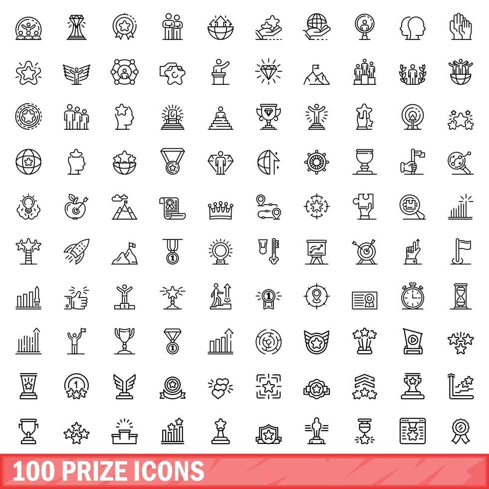 100 iconos de premios, estilo de esquema vector