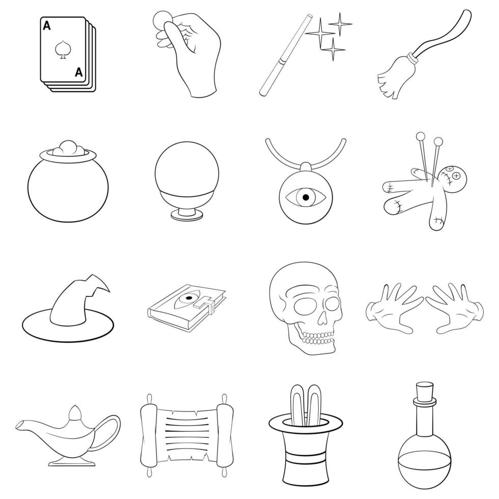 Magic icon set outline vector