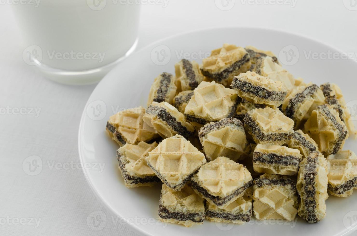 Wafers Snack and Milk for Relaxing Time. photo