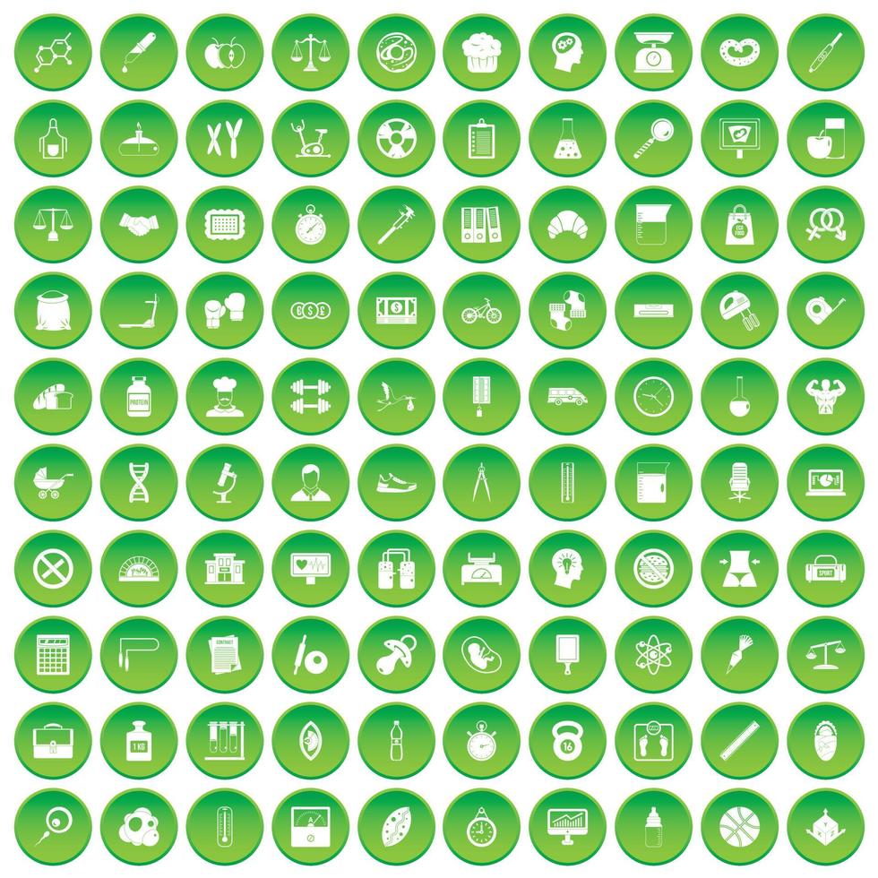 100 libra icons set green circle vector