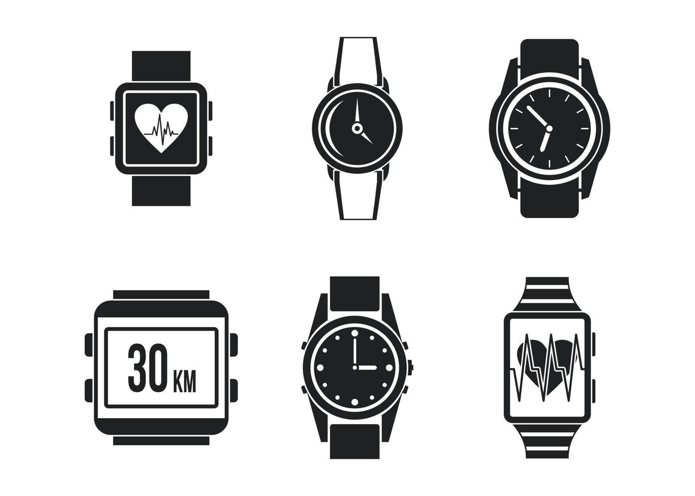 conjunto de iconos de reloj inteligente, estilo simple vector