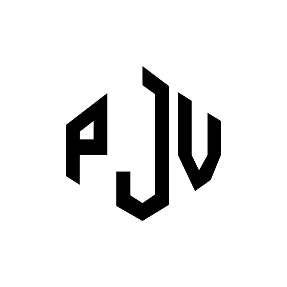 diseño de logotipo de letra pjv con forma de polígono. pjv polígono y diseño de logotipo en forma de cubo. pjv hexágono vector logo plantilla colores blanco y negro. monograma pjv, logotipo empresarial y inmobiliario.
