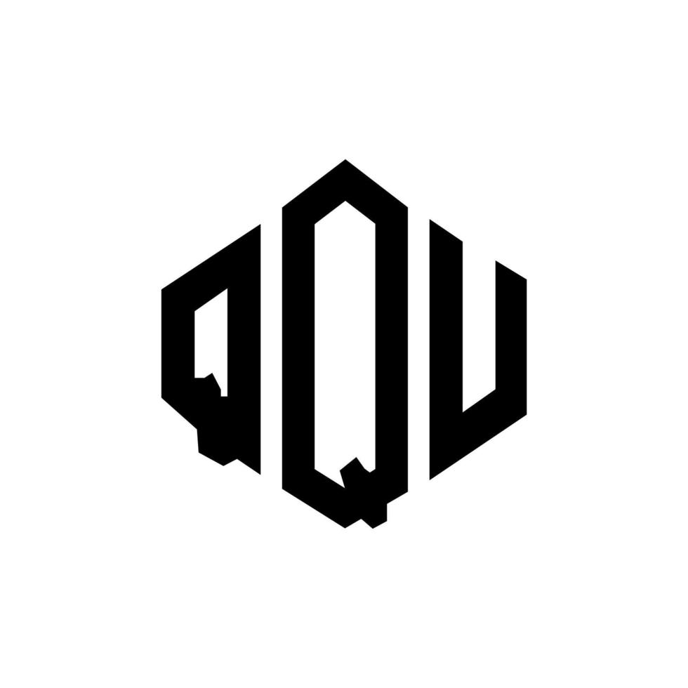 QQU letter logo design with polygon shape. QQU polygon and cube shape logo design. QQU hexagon vector logo template white and black colors. QQU monogram, business and real estate logo.