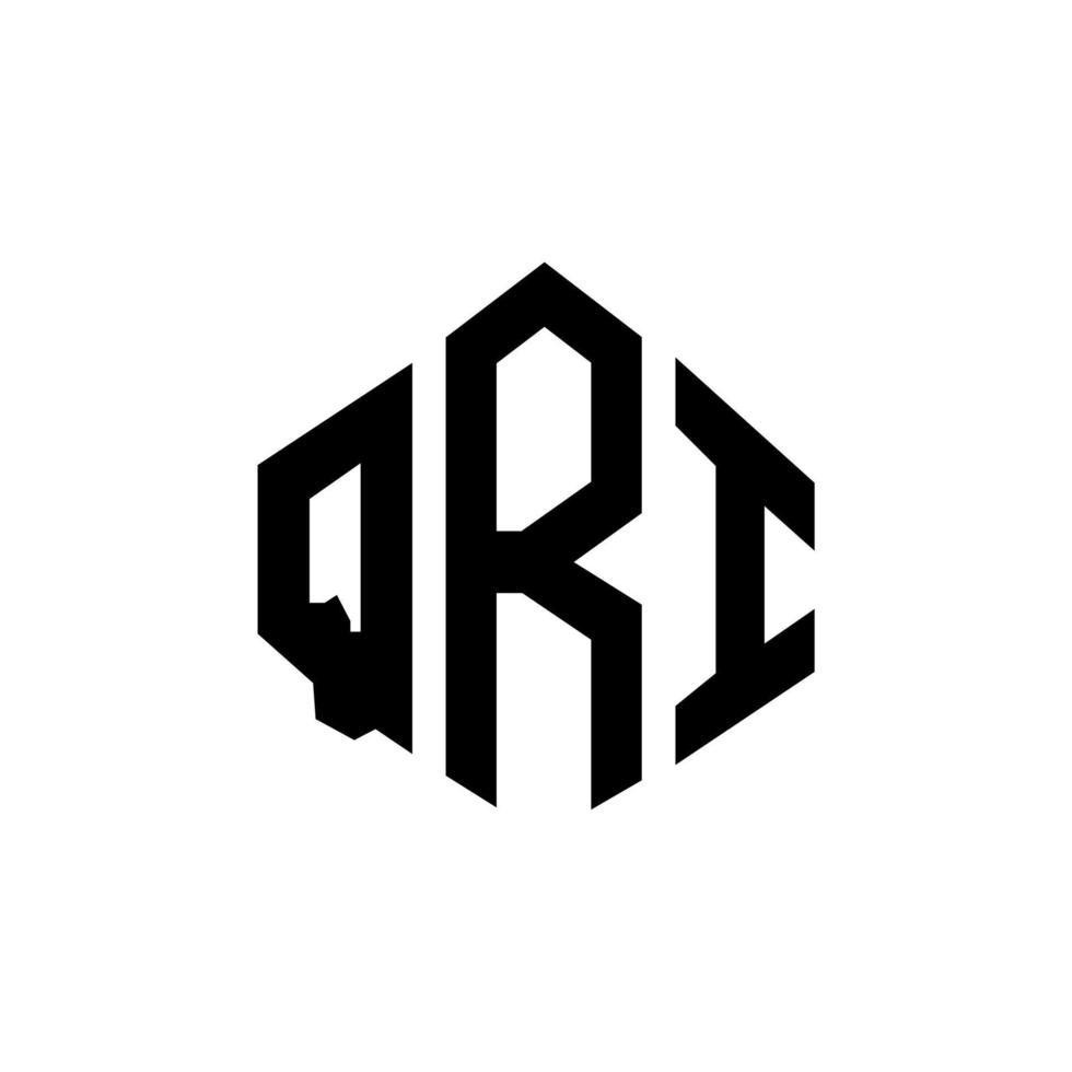 QRI letter logo design with polygon shape. QRI polygon and cube shape logo design. QRI hexagon vector logo template white and black colors. QRI monogram, business and real estate logo.