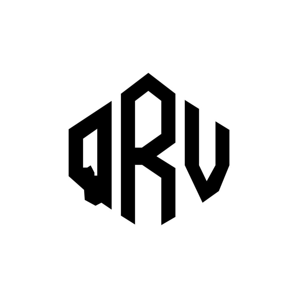 QRV letter logo design with polygon shape. QRV polygon and cube shape logo design. QRV hexagon vector logo template white and black colors. QRV monogram, business and real estate logo.