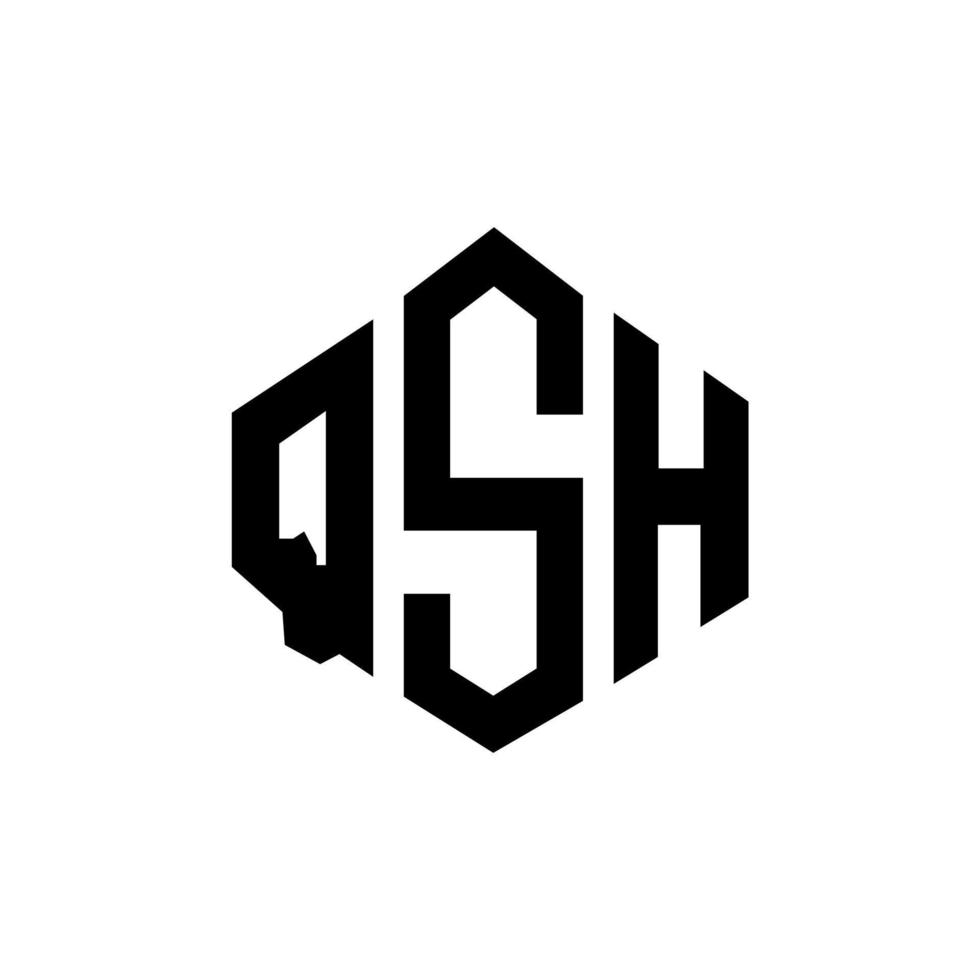QSH letter logo design with polygon shape. QSH polygon and cube shape logo design. QSH hexagon vector logo template white and black colors. QSH monogram, business and real estate logo.