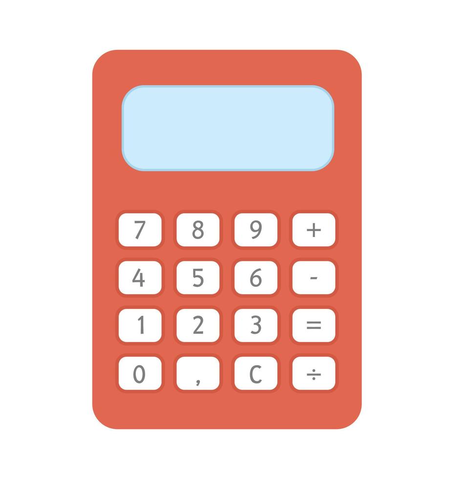 Vector calculator icon. Back to school educational clipart. Cute flat style illustration. Learning, education, or math subject concept
