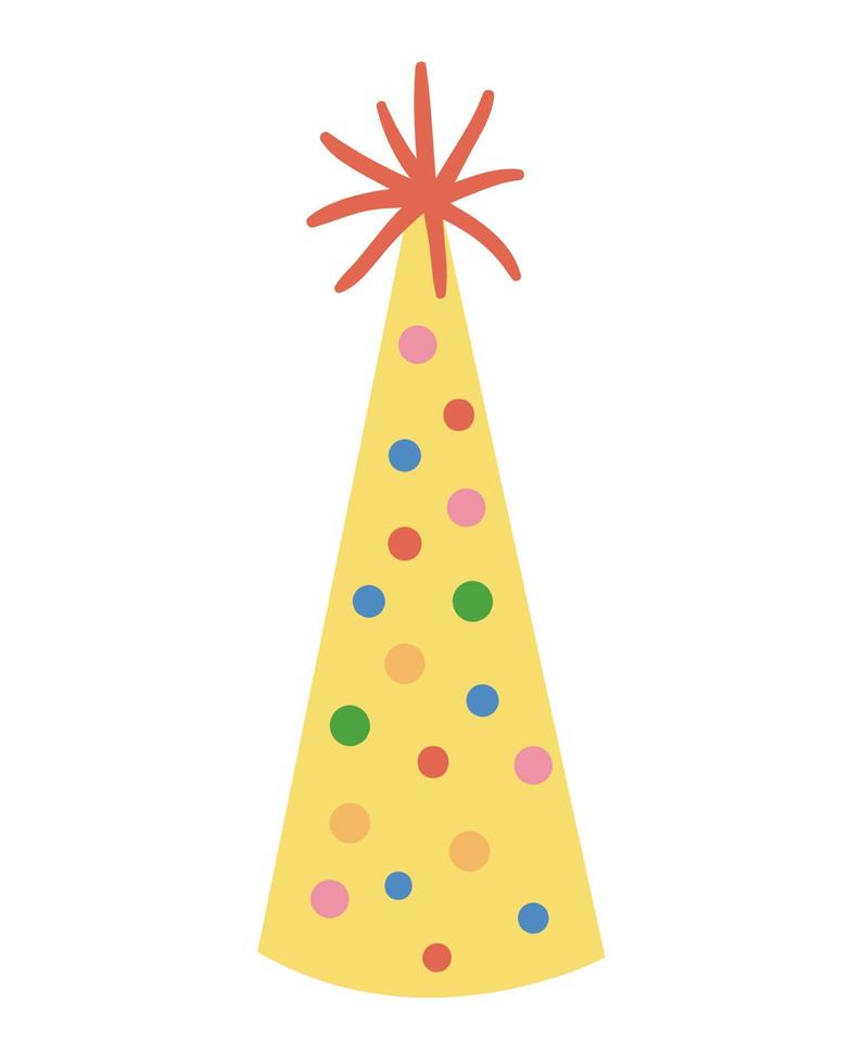 Vector cute birthday hat. Funny b-day accessory for card, poster, print design. Bright holiday illustration for kids. Cheerful celebration icon isolated on white background.