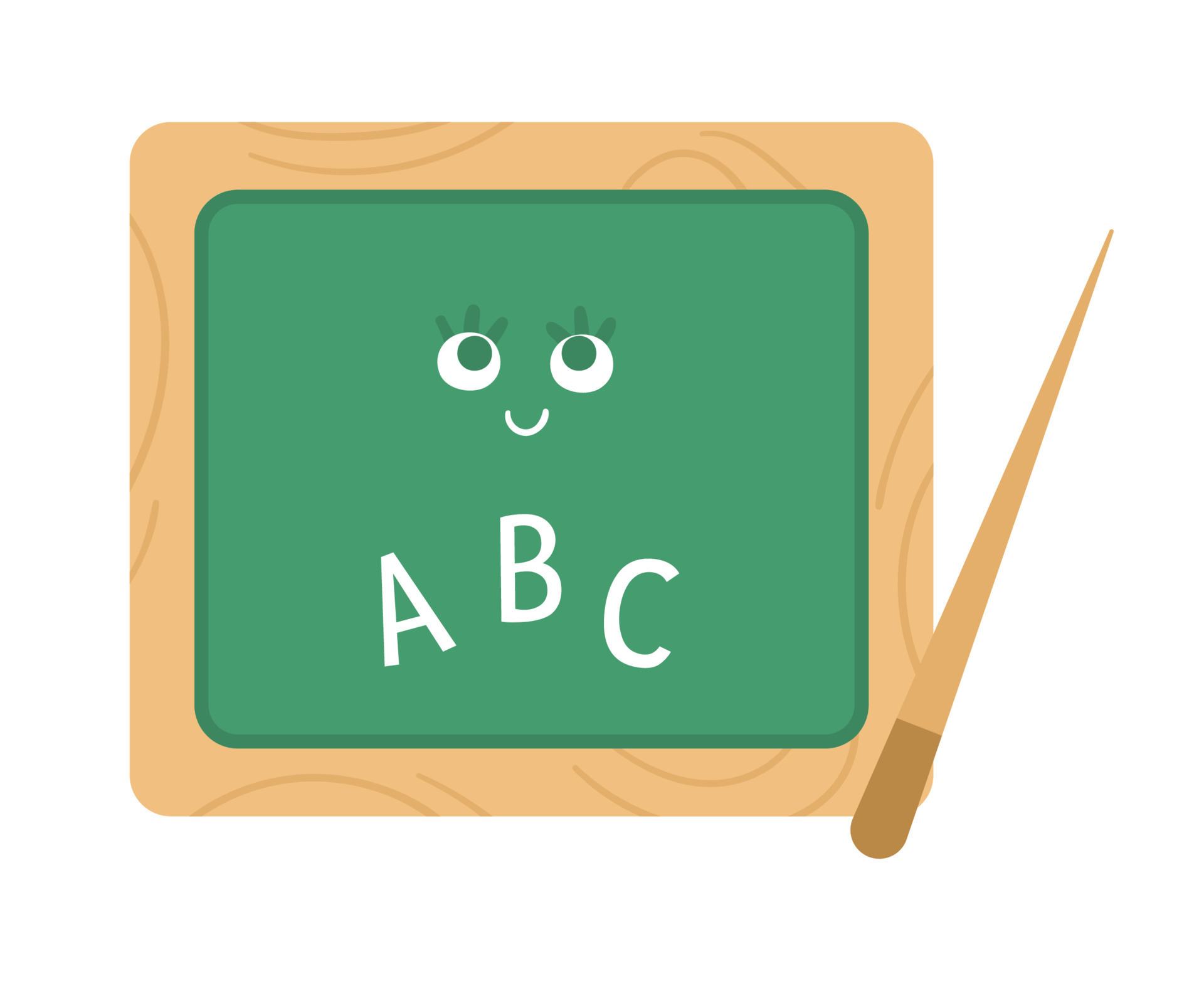 Vector kawaii chalk board with pointer illustration. Back to school