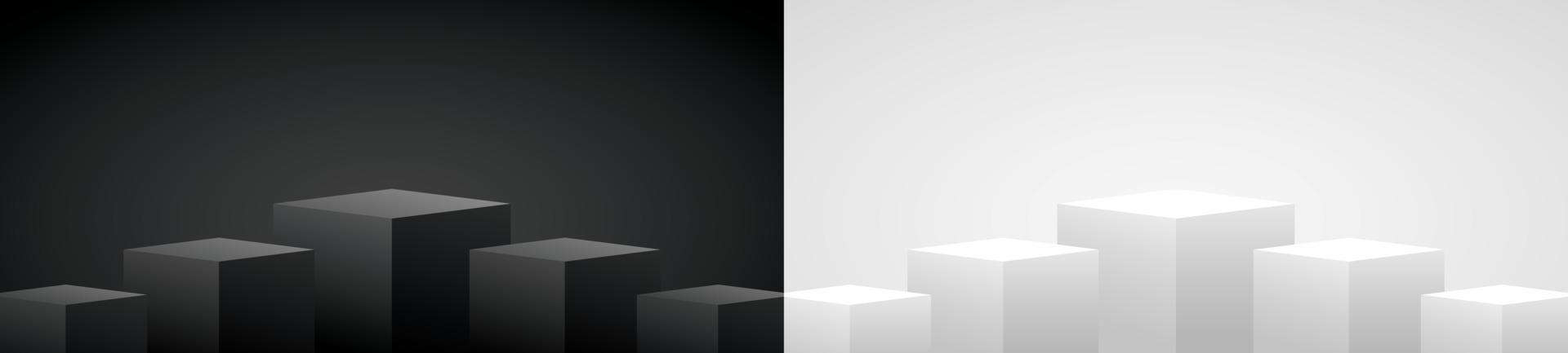 cool minimal design black and white geometric podium display background 3d illustration vector