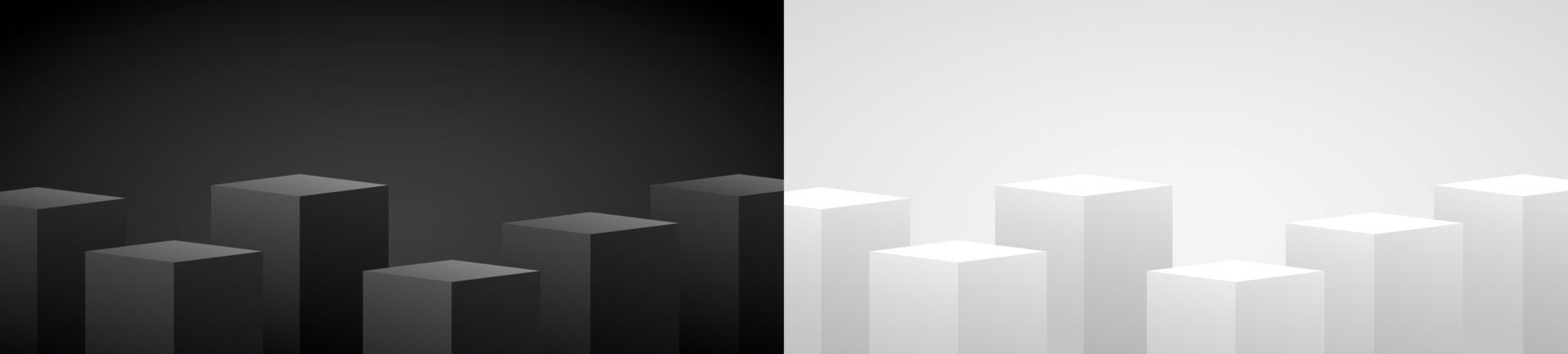 cool minimal design black and white geometric podium display background 3d illustration vector