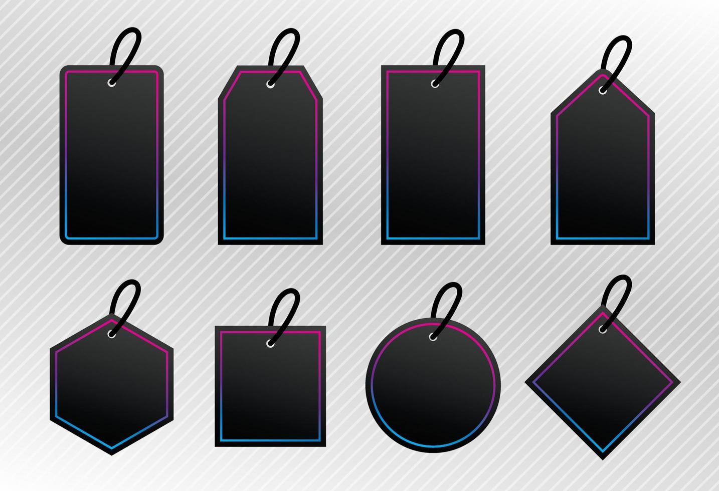 cool black price tag with gradient graphic line vector set