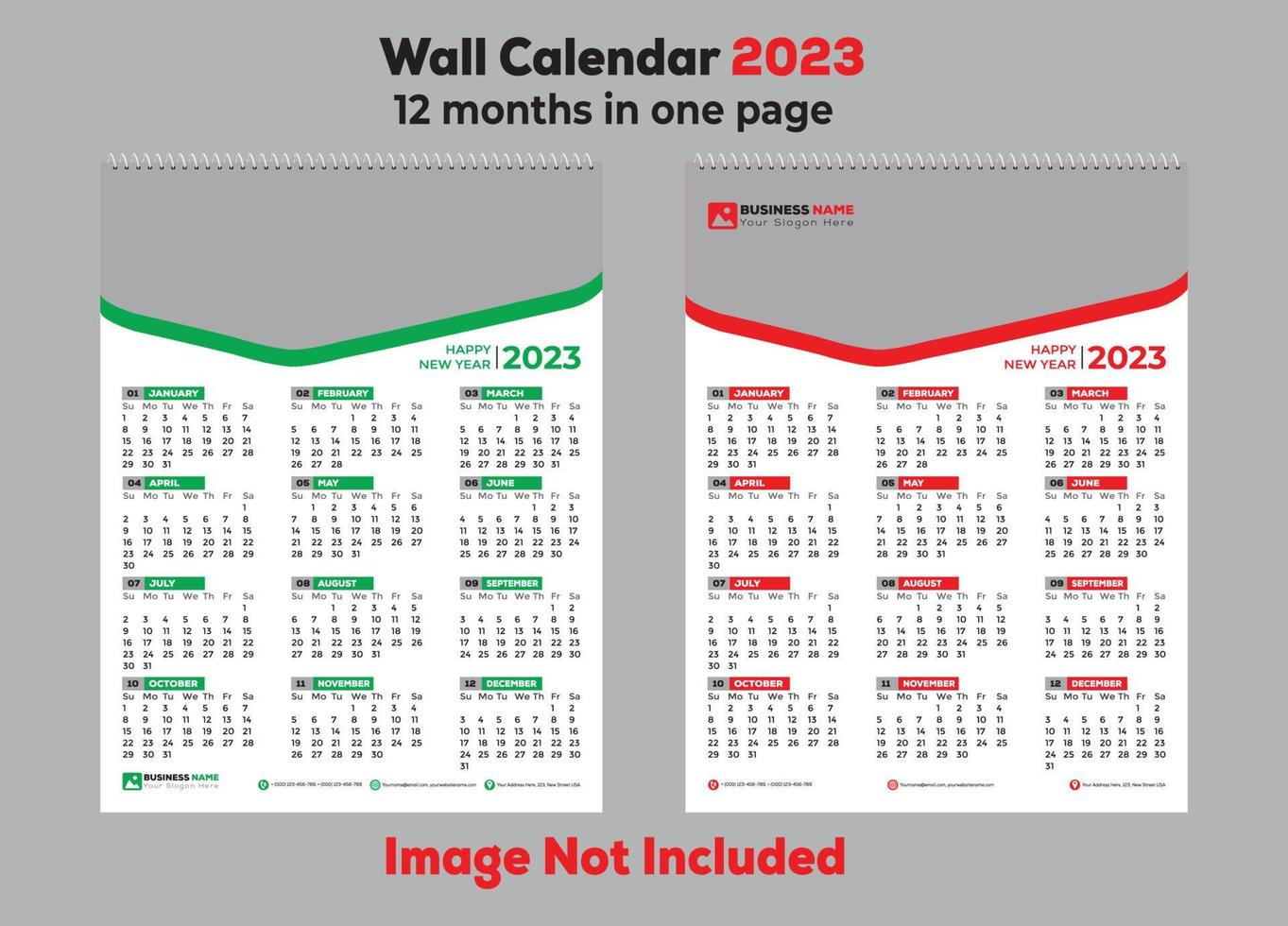 1 page 2023 best wall calendar design, 12 months wall calendar design, 2023 calendar design vector